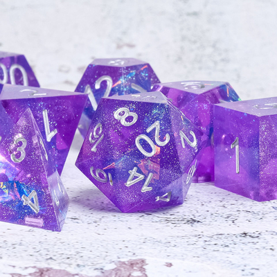 Masaüstü Oyun İçin Pratik Yarı Saydam Mor Reçine RPG Zar