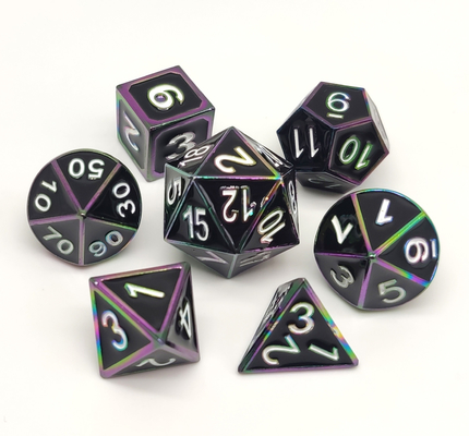 Shadowrun ve Pathfinder İçin Dayanıklı El Cilalı Siyah RPG Zar Seti