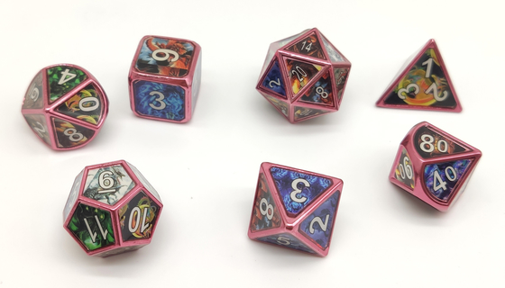 Toksik Olmayan Lüks Metal RPG Zar 7 Parça Set Elle Dayanıklı Dökme