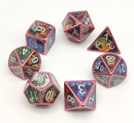 Toksik Olmayan Lüks Metal RPG Zar 7 Parça Set Elle Dayanıklı Dökme