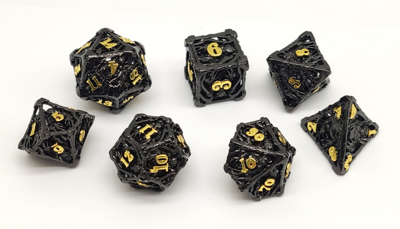 Kokusuz Taşınabilir DND Zar Metal, El Oyması Siyah RPG Zar