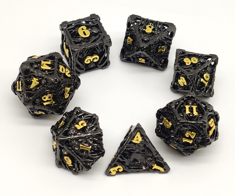Kokusuz Taşınabilir DND Zar Metal, El Oyması Siyah RPG Zar