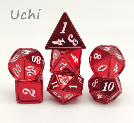 Düzgün Keskin Kenarlar Metal RPG Zar 7 Parçalı Set Çokyüzlü Elle Dökülmüş