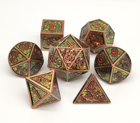 Aşınma Önleyici Metal Mini RPG Zar Setleri Altın Kaplama Yüzey Hafif