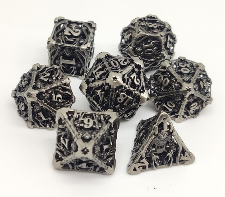 El Yapımı Metal Mini RPG Zar 7 Parça Set Altın Kaplama Yüzey