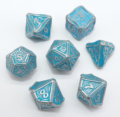 Polyhedron Sağlam Mavi Metal DND Zar Aşınmaya Dayanıklı El Dökme