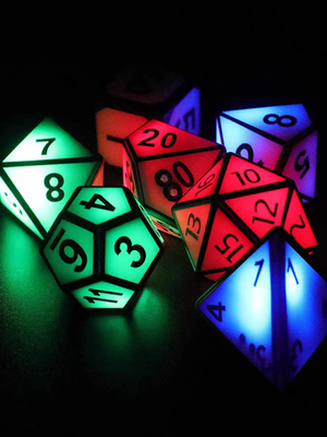 Metal DND Zar Seti Keskin Kenar Reçine Zar Led Işıklı Zar