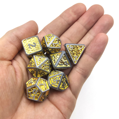 DND Veya RPG Çokyüzlü Metal Altın Sarısı İçin Ticaret Kartı Aydınlık Zar Zar Seti