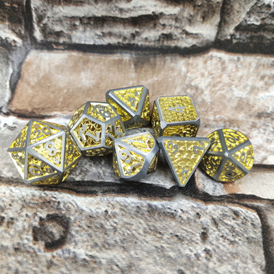 DND Veya RPG Çokyüzlü Metal Altın Sarısı İçin Ticaret Kartı Aydınlık Zar Zar Seti