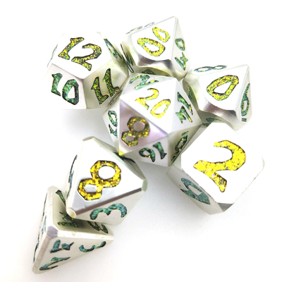 El Dökme Altın Kaplama Yüzey RPG RPG Zar Seti 7 Parça Çokyüzlü