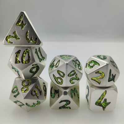 El Dökme Altın Kaplama Yüzey RPG RPG Zar Seti 7 Parça Çokyüzlü