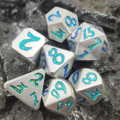 Dostu Zar Seti Çok Amaçlı Oyma Metal Çokyüzlü RPG Zar D6 D8 D10
