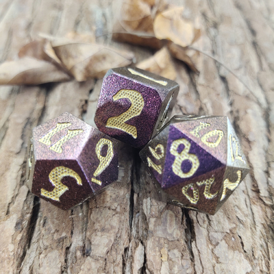 Kart Oyunu RPG Zar Seti ZincFor Dungeons And Dragons Metal Çok Yüzlü Siyah