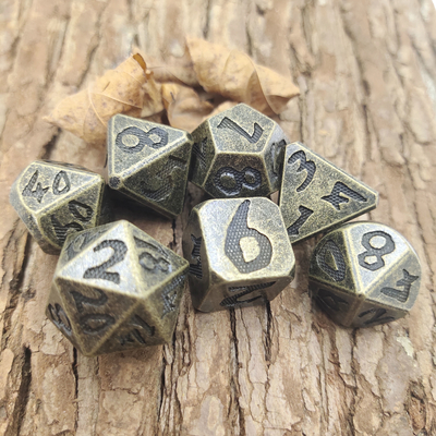 Zindanlar ve Ejderhalar İçin Dayanıklı Mini RPG Zar DND RPG Zar Seti Çok Yüzlü Aurichalceous