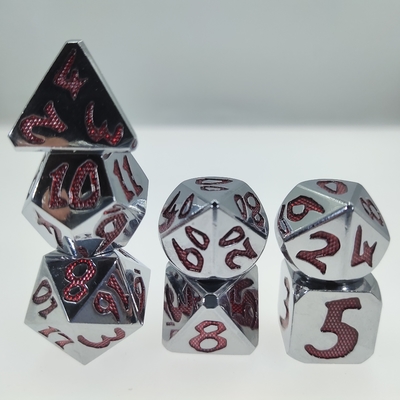 Şerit kırmızı Kokusuz Hafif Çok Fonksiyonlu Polyhedron Zar Zar Seti Sağlam 7 Adet Boyut 12cm Rpg Oyunu İçin