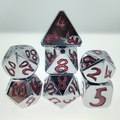 Şerit kırmızı Kokusuz Hafif Çok Fonksiyonlu Polyhedron Zar Zar Seti Sağlam 7 Adet Boyut 12cm Rpg Oyunu İçin
