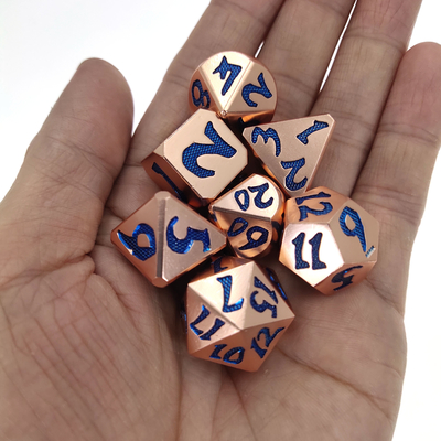 El yapımı RPG Zar Seti Taşınabilir Çok Yüzlü Zar Seti Çinko Alaşım Lüks Metal