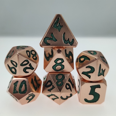 Keskin Kenar El Yapımı Çokyüzlü Zar Seti Yüksek Kaliteli Metal Özel Eller Duygu Yeşil rpg oyunu