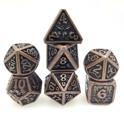 Kokusuz Keskin Aşınmaya Dayanıklı Metal Mini renkler Zar Metal RPG Zar Çok Yüzlü Cuprum