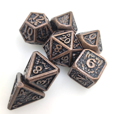Kokusuz Keskin Aşınmaya Dayanıklı Metal Mini renkler Zar Metal RPG Zar Çok Yüzlü Cuprum