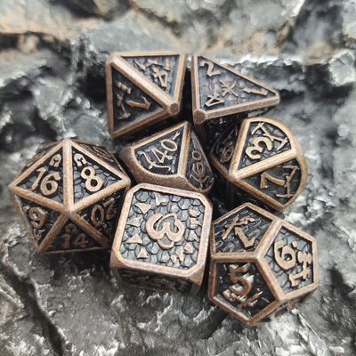 Mini Reçine Çokyüzlü Metal Rpg Zar Koleksiyonu Cuprum Siyah Ve Gümüş İçin Toksik Olmayan Set
