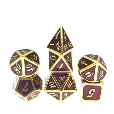 Ağır Ağırlık Metal RPG Zar Düzgün Keskin Kenarlar Mikro Zar Seti Pembe Çok Yüzlü Yaldızlı Yeşil