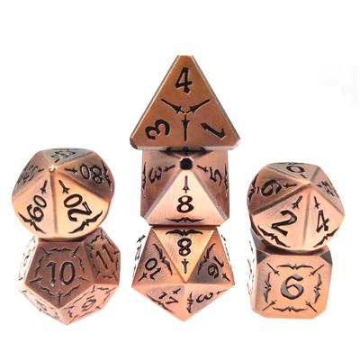 Metal RPG Zar Seti Aşınmaya Dayanıklı Dayanıklı Altın Siyah Metal Zar Çok Yüzlü