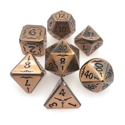 Metal RPG Zar Seti Aşınmaya Dayanıklı Dayanıklı Altın Siyah Metal Zar Çok Yüzlü
