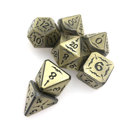 Aşınma Önleyici Zarif Oyma Çekirdek Zar Polyhedron Antik Bronz Metal Zar Seti