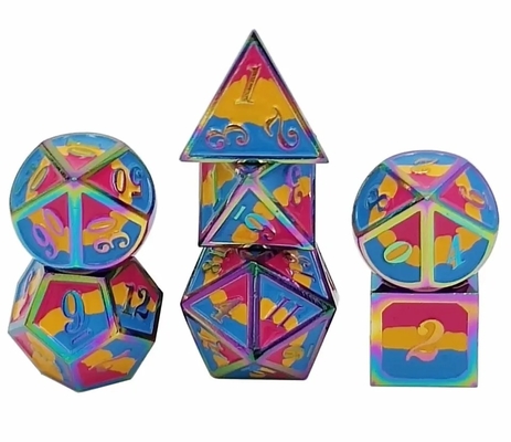 16mm Yumuşak RPG Metal Dice Özel DND Logo Gökkuşağı Oyun Seti