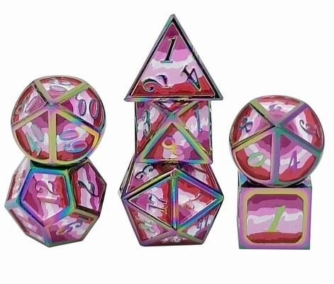 16mm Yumuşak RPG Metal Dice Özel DND Logo Gökkuşağı Oyun Seti