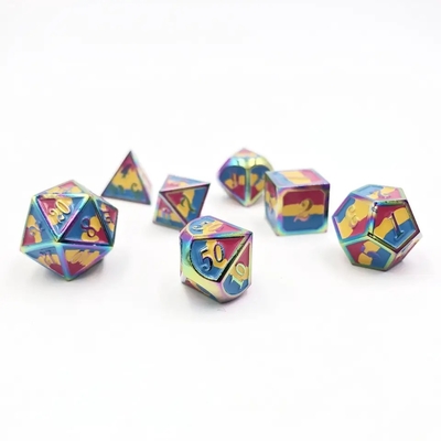 16mm Yumuşak RPG Metal Dice Özel DND Logo Gökkuşağı Oyun Seti