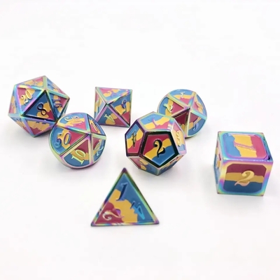16mm Yumuşak RPG Metal Dice Özel DND Logo Gökkuşağı Oyun Seti