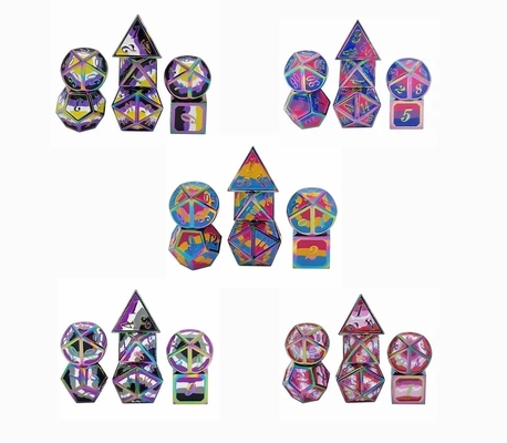 16mm Yumuşak RPG Metal Dice Özel DND Logo Gökkuşağı Oyun Seti