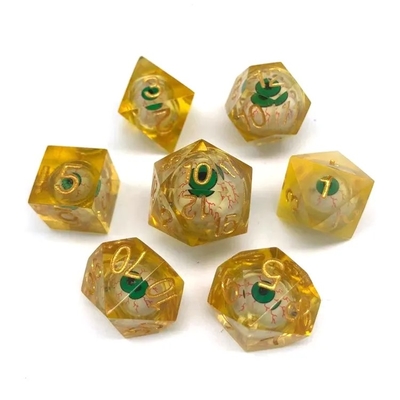 16mm Tam Polyhedral Dice Hareketli Zindanlar ve Ejderhalar Bloodshot Blue Eye Dice Set For Role