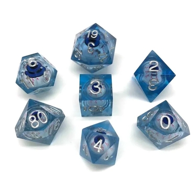 16mm Tam Polyhedral Dice Hareketli Zindanlar ve Ejderhalar Bloodshot Blue Eye Dice Set For Role