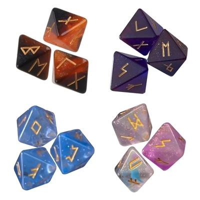 D8 Viking Runes Polyhedral Dice Of Labradorite Elder Futhark / Divination Dice For Crystal Gazing (Kristal Gözlem için Kahinlik Dice)
