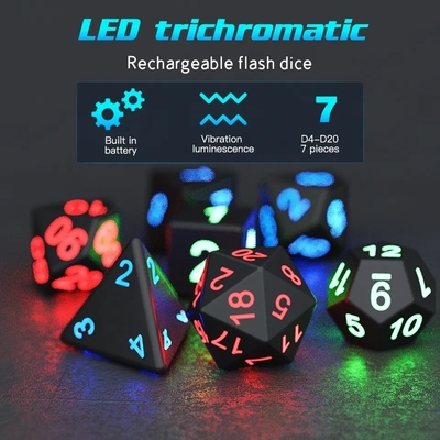 DND Board Polyhedral Dice Yetişkin Oyunu Sihirli Trick Pikseller Elektronik Parlaklık LED Dice
