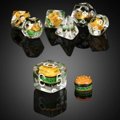 Özel Polyhedral DND Dice Set Hamburger Oyunları RPG Rol Oyunu Masa Oyunları için