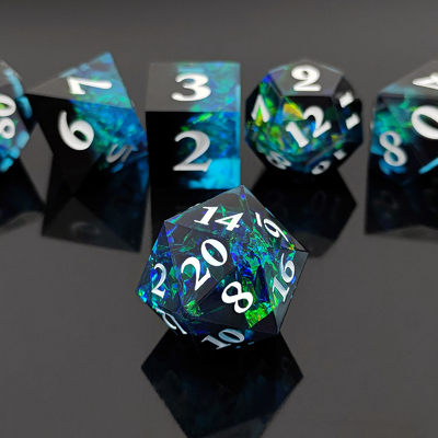 İki Renkli Özel DND RPG Çöp Set D6 D20 7 Kalıp Çokgen Set