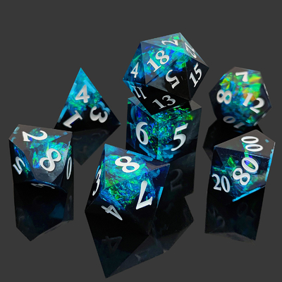 İki Renkli Özel DND RPG Çöp Set D6 D20 7 Kalıp Çokgen Set
