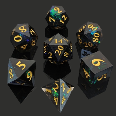 İki Renkli Özel DND RPG Çöp Set D6 D20 7 Kalıp Çokgen Set