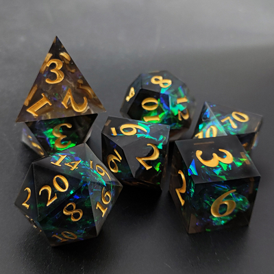 İki Renkli Özel DND RPG Çöp Set D6 D20 7 Kalıp Çokgen Set