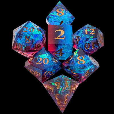 Çeşitli Renkli Özel reçine zarı DND#RPG Kırmızı ve Mavi Pürüzsüz doku