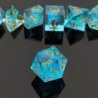 Çeşitli Renkli Özel reçine zarı DND#RPG Kırmızı ve Mavi Pürüzsüz doku