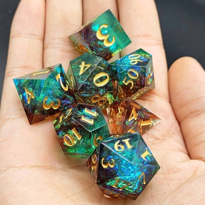 Özel Keskin reçine zar seti çok renkli ejderha ve zindan DND#RPG