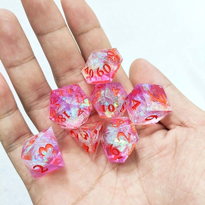 Mor reçine zar 7 PCS DND Ejder ve Zindan Çokgen Keskin Kenar