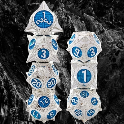 Dayanıklı Polyhedron Metal RPG Dice Set Ejderha ve Zindan 16mm Parlak