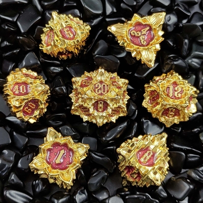 Lotus Metal Dice Set DND Zindan ve Ejderhalar TRPG Polyhedral COC D6 Masa oyunu