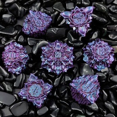 Lotus Metal Dice Set DND Zindan ve Ejderhalar TRPG Polyhedral COC D6 Masa oyunu
